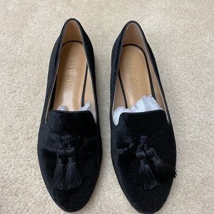 Black velvet smoking loafers